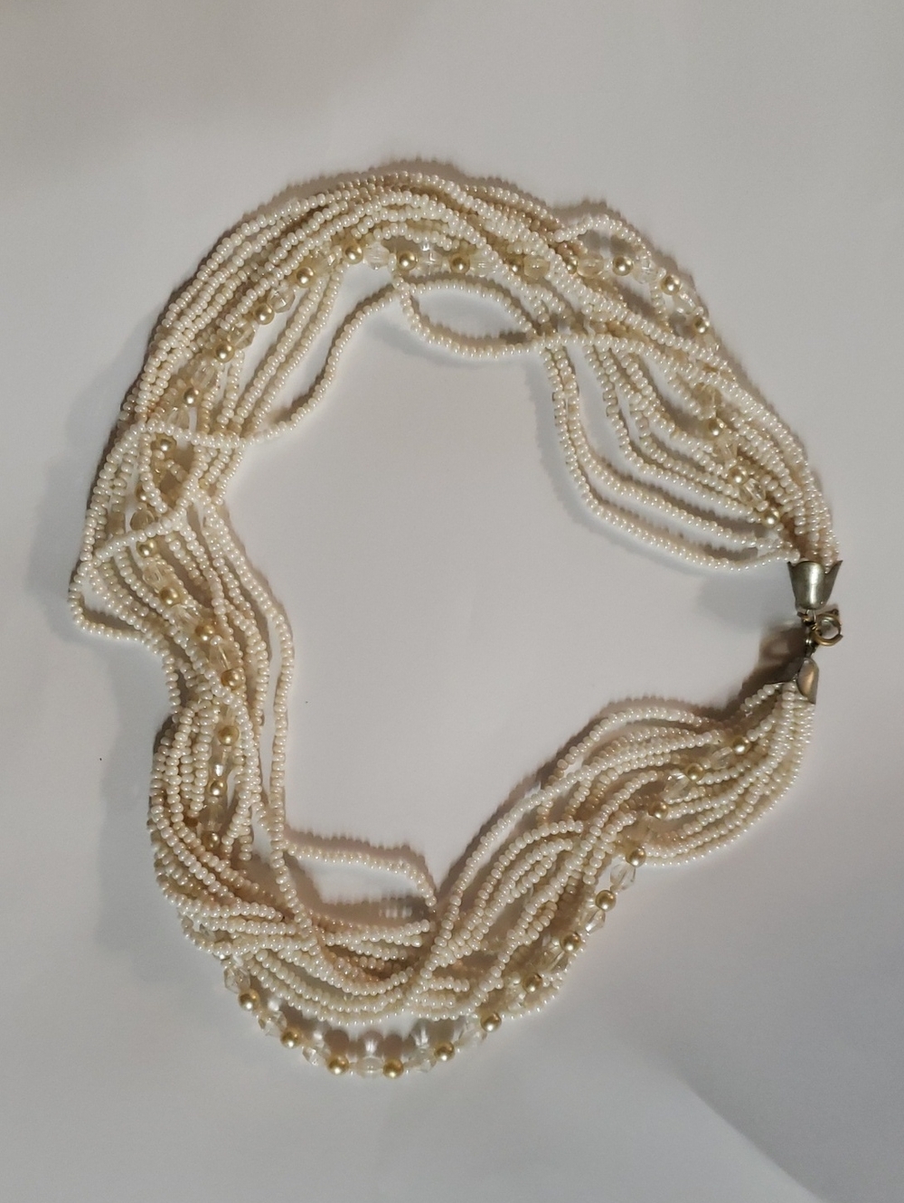 Vintage Multi-Strand Cream Beaded Necklace - Elegant Women's Jewelry